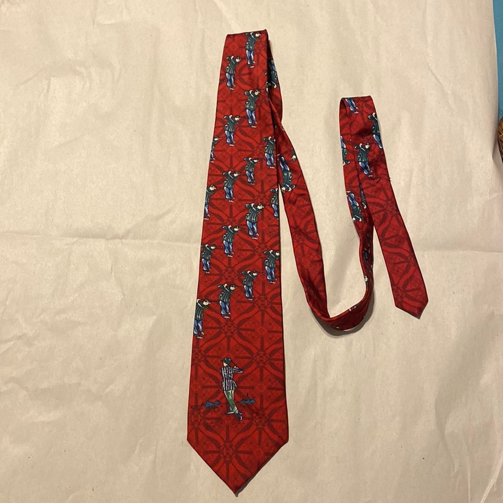 Mens Red Golf Tie